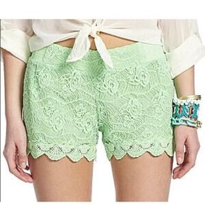 Vintage Miss Me Green Crochet Lace Pull On Shorts Y2K Boho Womens Size Small